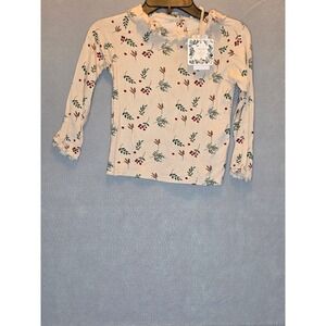 Chelsea & Violet Girls Berry Floral Ruffle Collar Long Sleeve Cream Size 6 NWT